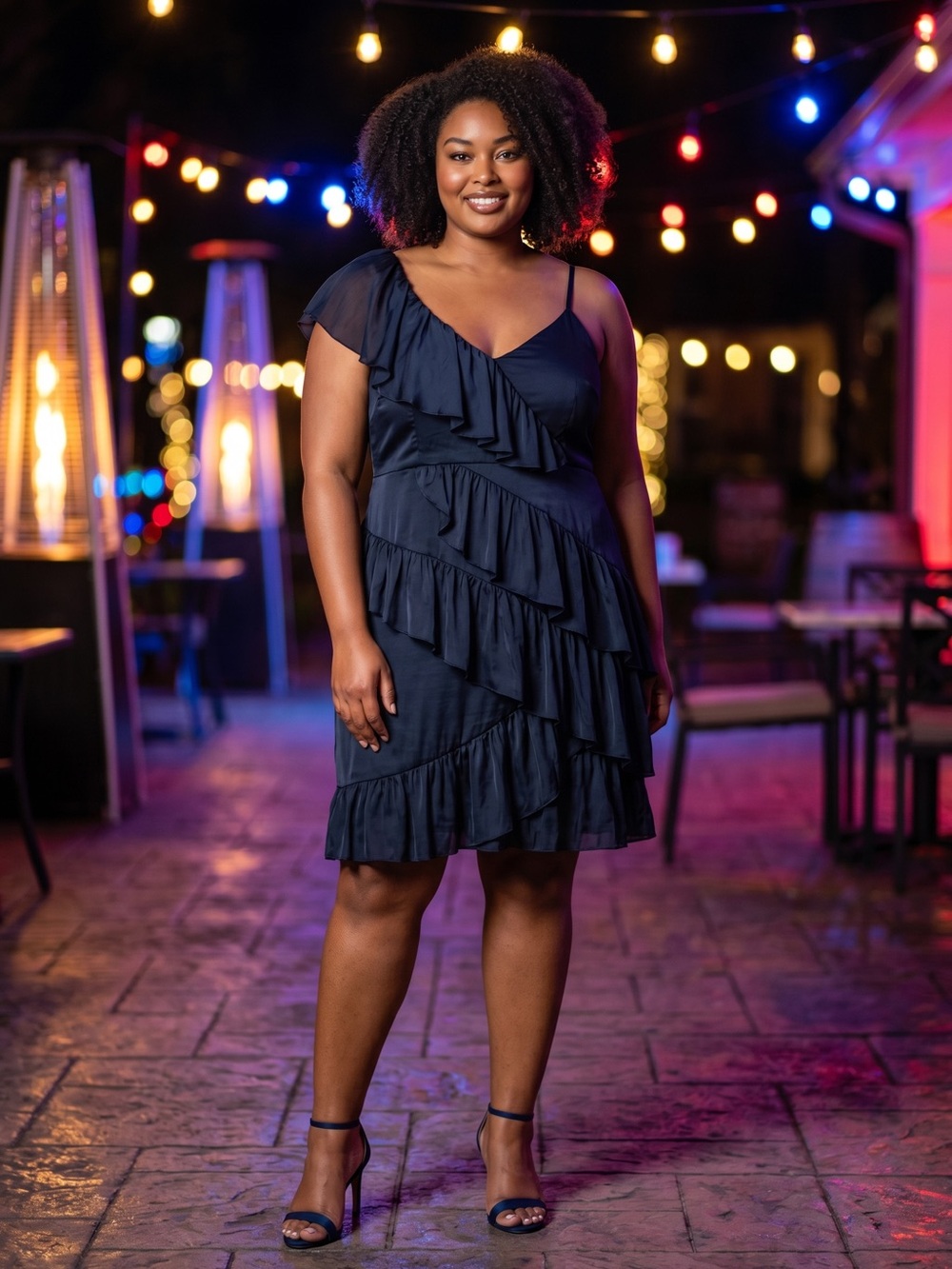 Torrid Deep Black Ruffle Detail Dress Size 4X